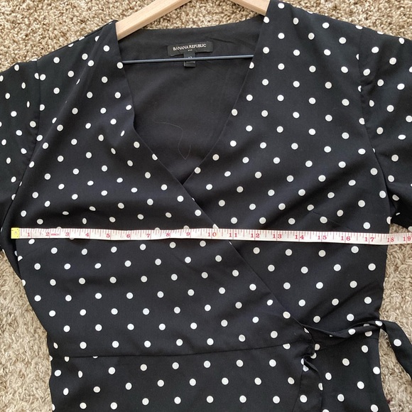 Banana Republic Mini Wrap Dress Black Polka Dot - Picture 3 of 4